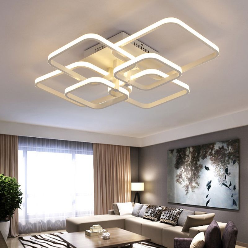 Geometrisches Wohnzimmer Bündig Licht Acryl LED 4/6/8 Lichter Modernism Semi Flush Ceiling Licht in Warm/Weißes Licht