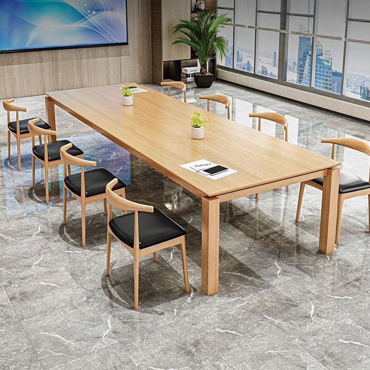 Rectangle Modern Table Solid Wood Fixed Dining Table with 4 Legs