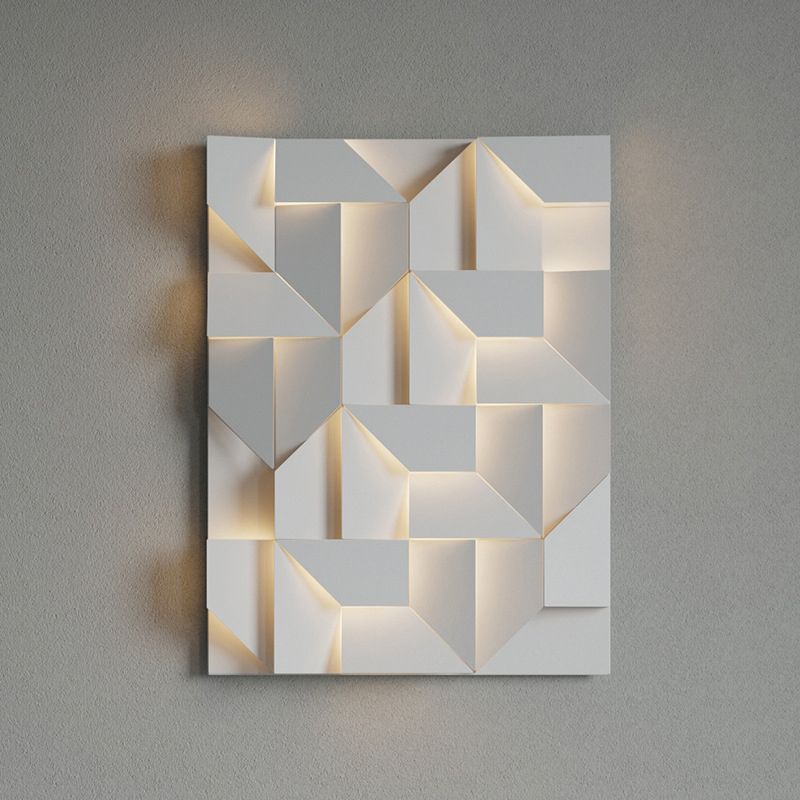 Modern Rectangle LED Wall Mount in Mate White Finish Geometric Wall Lighting
