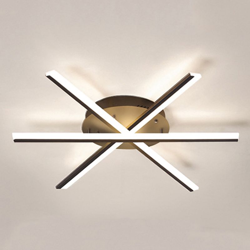 Plafonnier LED linéaire en acrylique, simplicité moderne, montage encastré en fer laqué pour salon