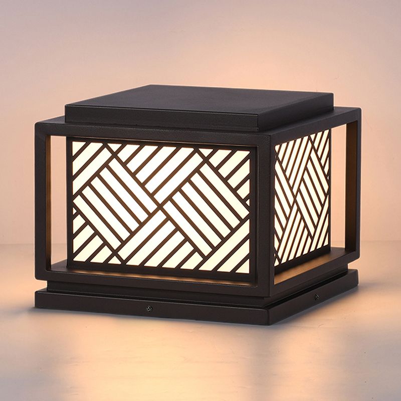 Modern Pillar Lamp Solar Energy Outdoor Light with Acrylic Shade for Patio