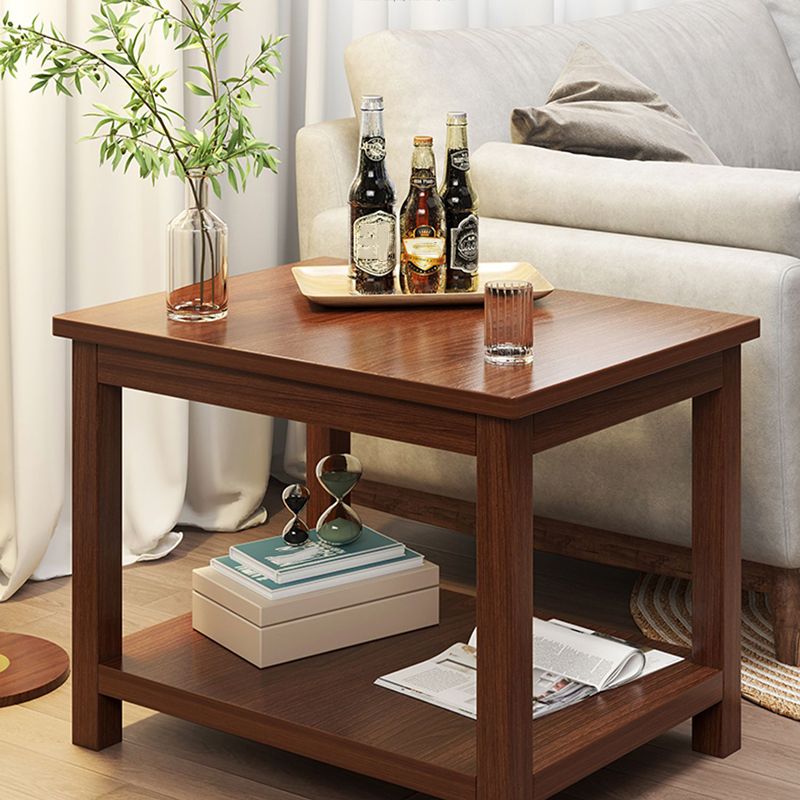 Contemporary Side Table Double Tier Wood Accent Side Table with Shelf