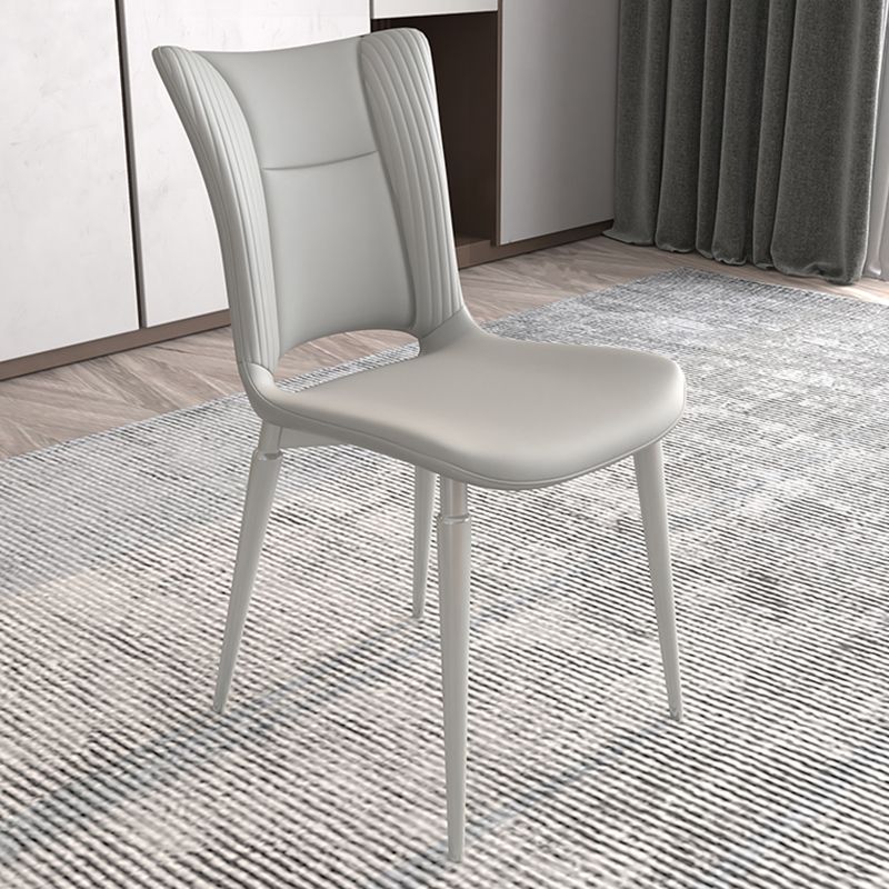 Contemporary Metal Armless Dining Room Chairs Open Back Dining Side Chair for Home Use