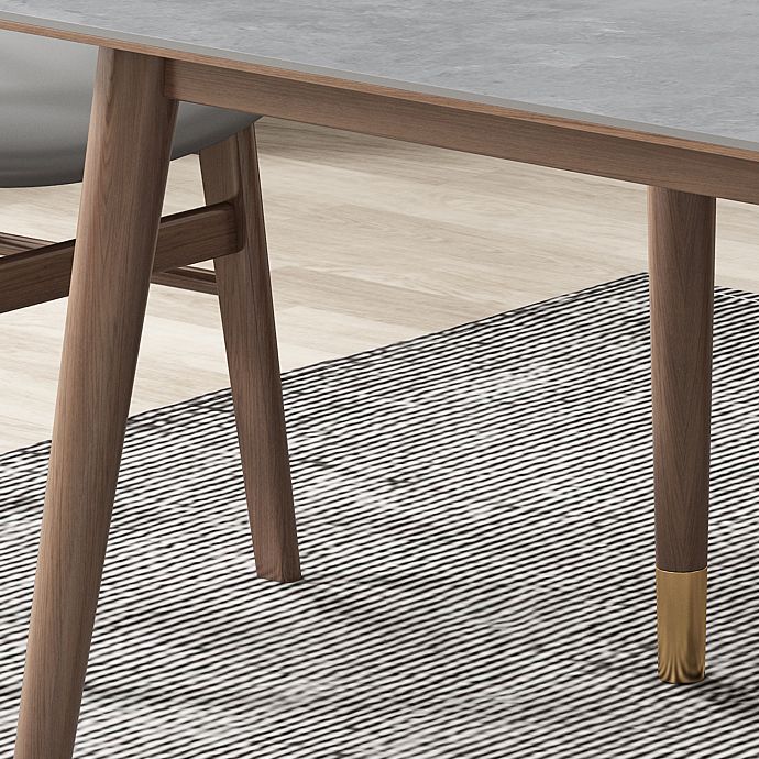 Mesa de comedor gris de cocina Mid-Century Mesa de comedor rectangular de piedra sinterizada con 4 patas