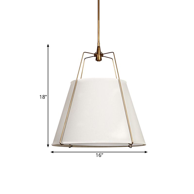 Fabric Cone Hanging Lamp Vintage 2 Lights Dining Room Chandelier Pendant Light in White