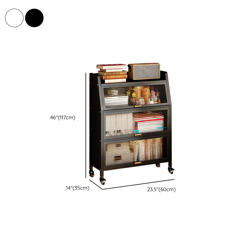 Metal Standard Bookshelf Contemporary Closed Back Bookcase with Cabinets