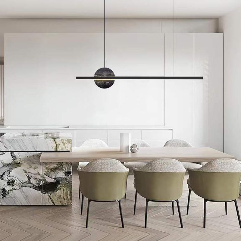Brass and Marble Pendant Ceiling Fixture Linear 1 Light Kitchen Island Light