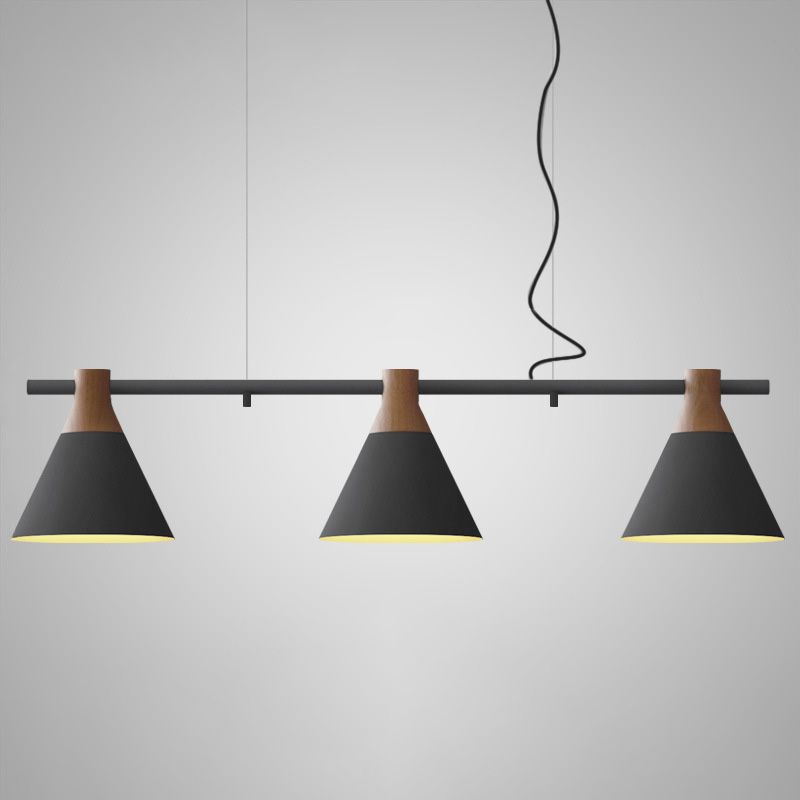 3 Lights Metal Island Pendant Lighting Nordic Style Cone Shade Island Lamps for Dining Table