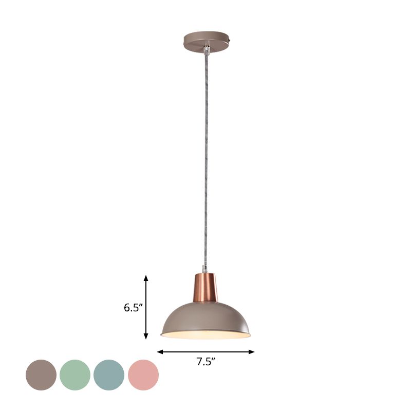 Luz de colgante de tono de domo de metal una luz de suspensión loft de macarrón ligero para escalera de cocina