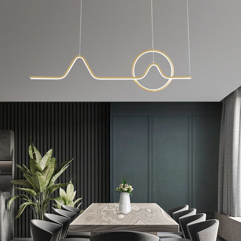 2 Light Geometric Island Lighting Modern Chandelier Metal Island Light Fixture