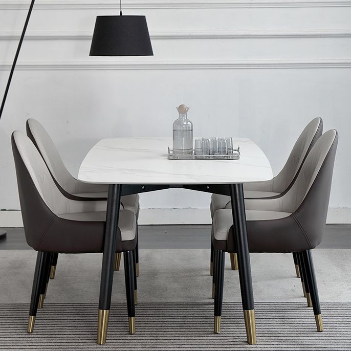 Mid-Century Rectangle Dining Table Stone Dining Table with 4 Legs