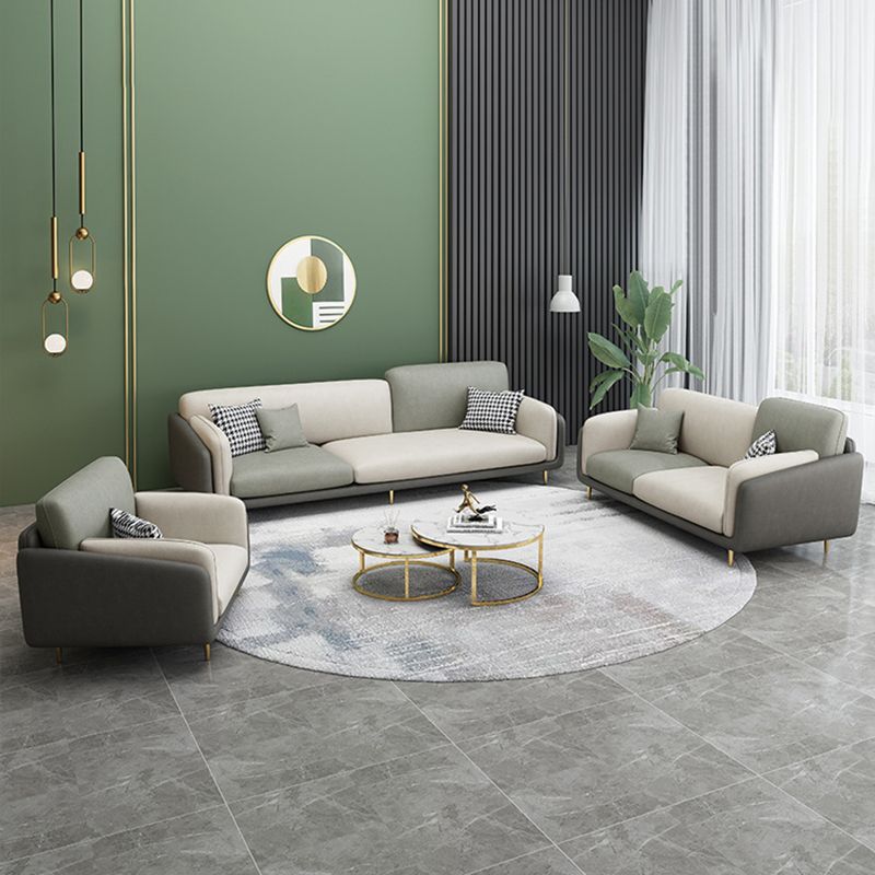 Contemporary 34.65" H Faux Leather Square Arm Sofa for Living Room