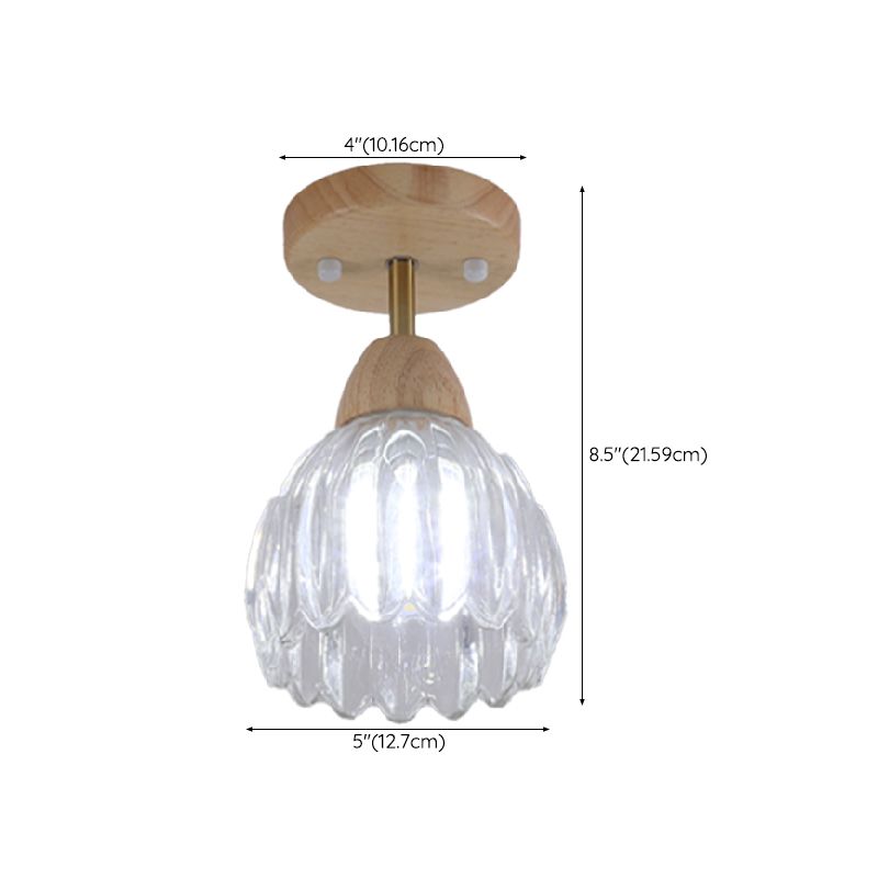 Japanese Style Ceiling Lamp Circle Shape Ceiling Light with Glass Shade for Living Room