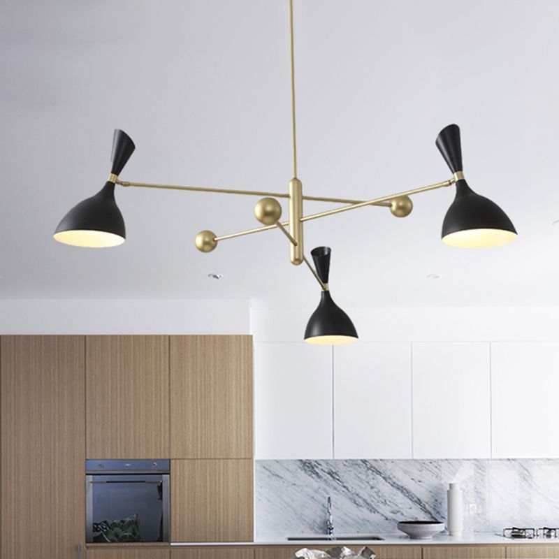 Candelera en forma de embudo de sala con tono negro/blanco metal de metal contemporáneo Luz colgante