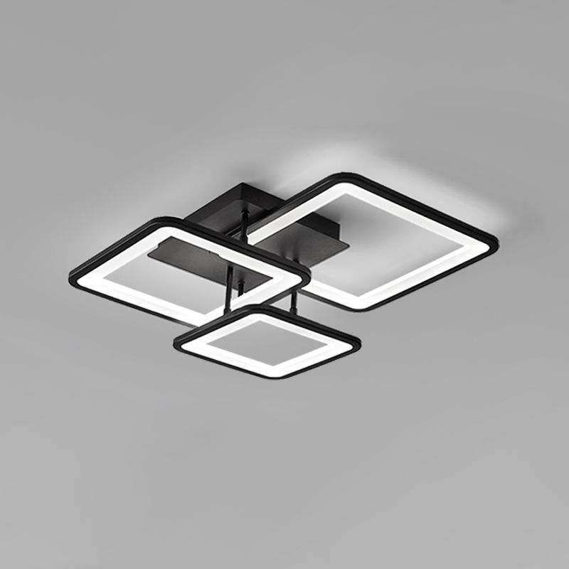 Square/Round LED Flush Mount Ceiling Fixture with Acrylic Shade Modern Flush Light