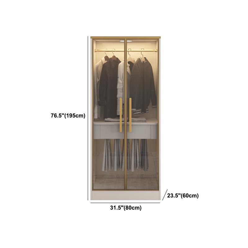 Contemporary Style Wardrobe Wooden Cloth Rod Included Wardrobe Closet for Bedroom
