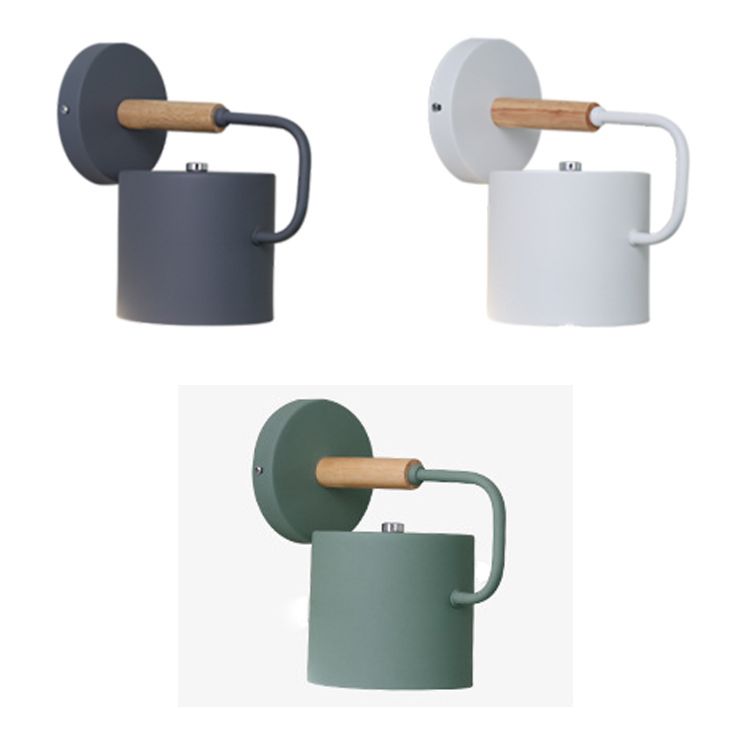 Illuminazione a parete a forma di cilindro in stile moderno in metallo 1 lampada montata a parete per la testa