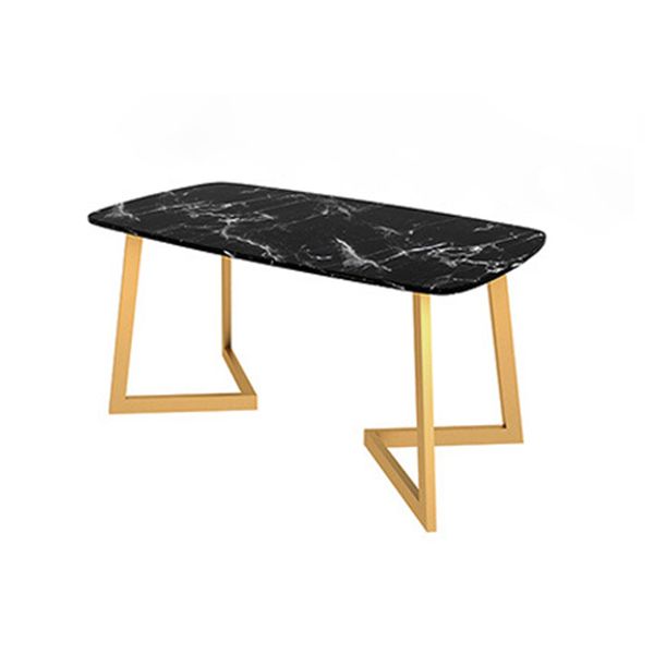 Rectangle Top Dining Table Traditional Luxury Table with Sled Base in Gold