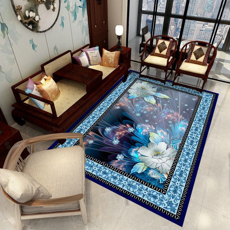 Formal Plant Printed Rug Multi Color Polypropylene Indoor Rug Non-Slip Backing Easy Care Area Carpet for Room