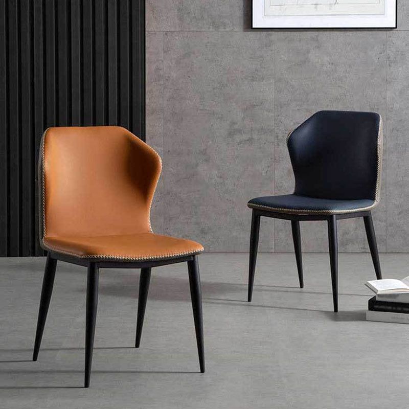Silla de comedor de cuero contemporánea con respaldo lateral para sala de conferencias
