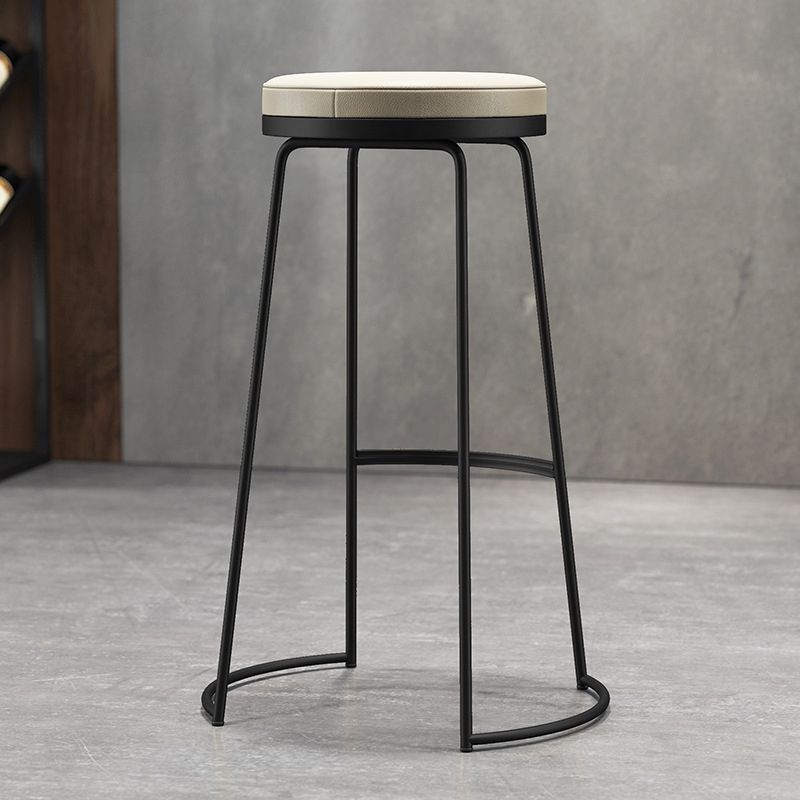 Modern Counter Round Bar Stool Armless Leather Backless Bar Stool with Footrest