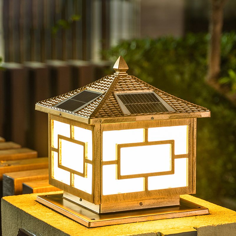 Minimalist LED Pillar Light Modern Solar Lighting Fixture for Garden