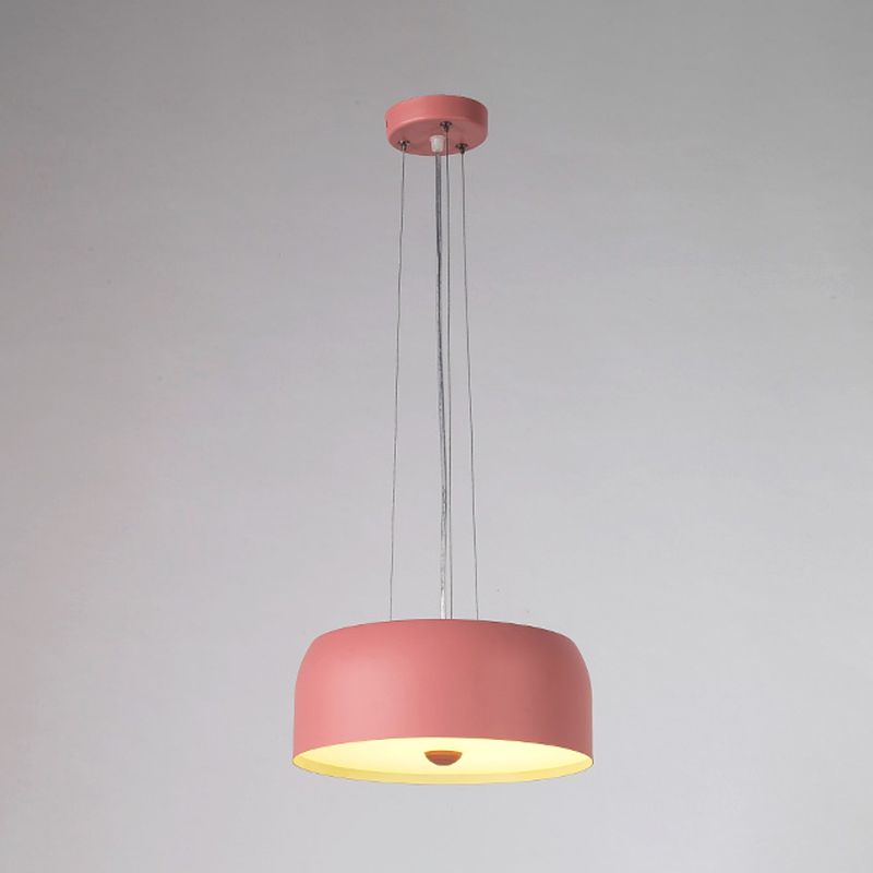 Kit de lampe suspendue en métal de tambour contemporain 11 «/ 15» / 18 "de large 1 pendentif suspension léger en rose