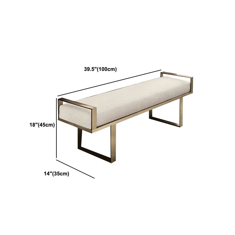 13.8" Wide Upholstered Seating Bench Cushioned Beige Entryway and Bedroom Bench with Legs