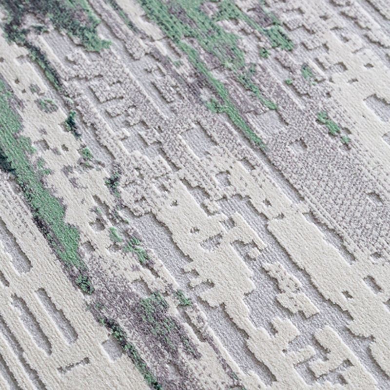 Green Modern Area Carpet Abstract Pattern Polyester Area Rug Stain Resistant Rug for Living Room