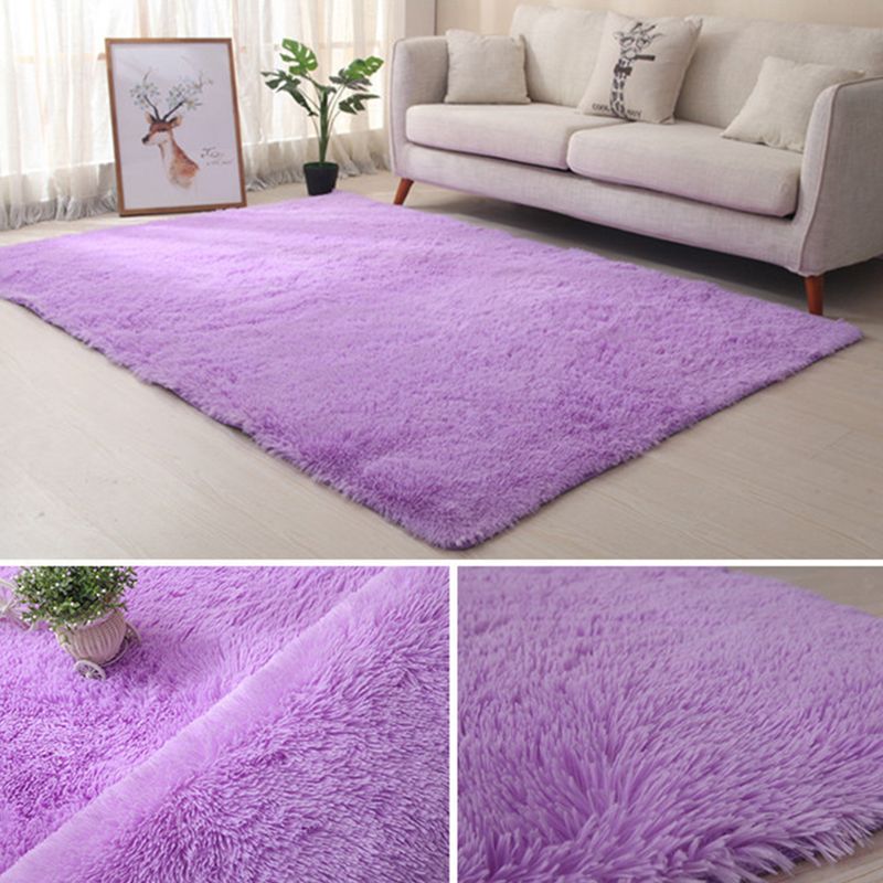 White Modern Carpet Polyester Solid Color Carpet Non-Slip Backing Carpet for Living Room