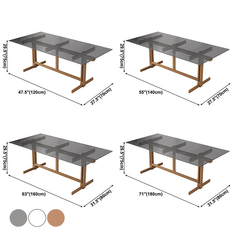 Mesa de caballete de madera sólida mesa de comedor de vidrio templado para la casa para la casa de la cocina