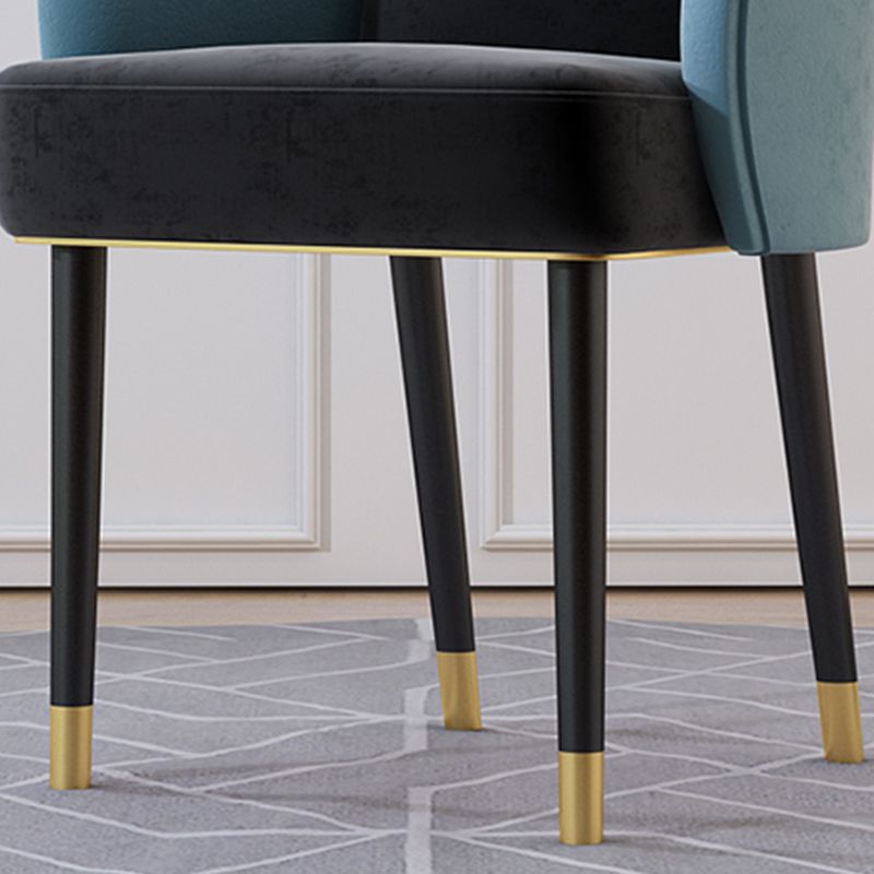 Upholstered Velvet Arm Chair Industrial Parsons Chair with Metal Legs