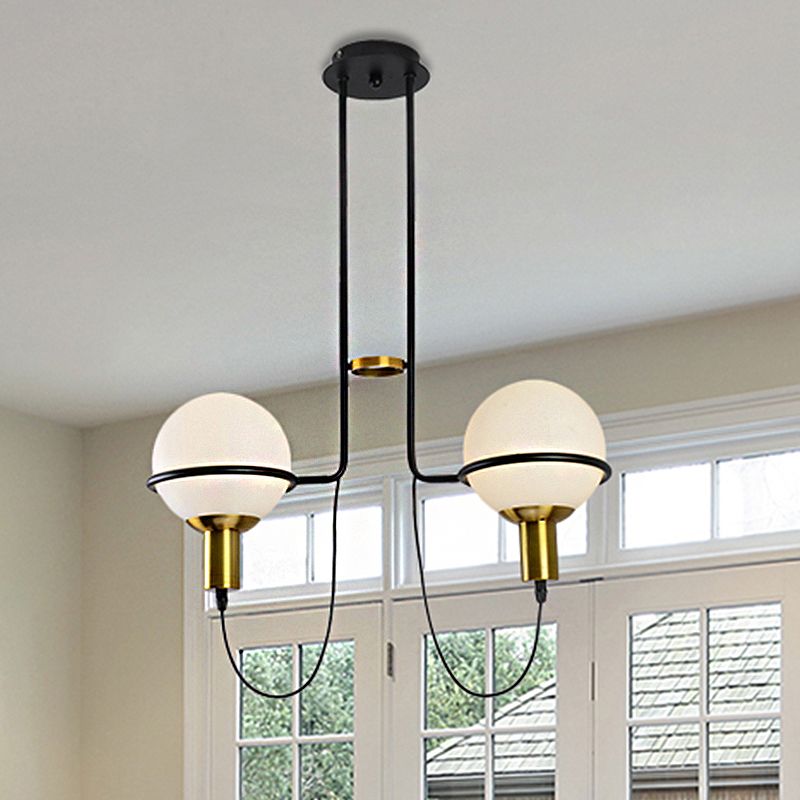 Lámpara de lámpara radial de metal contemporánea 2/4 luces doradas luz colgante colgante con sombra redonda de vidrio transparente