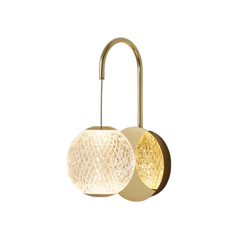 Ball Shade Metal Wall Sconce Modern Style Single Light Wall Mount Lighting in Gold