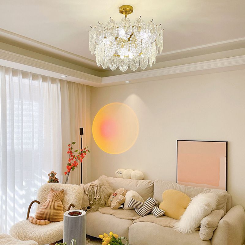 American Style Hanging Chandelier Metal Glass Chandelier in Gold for Hotel Restaurant