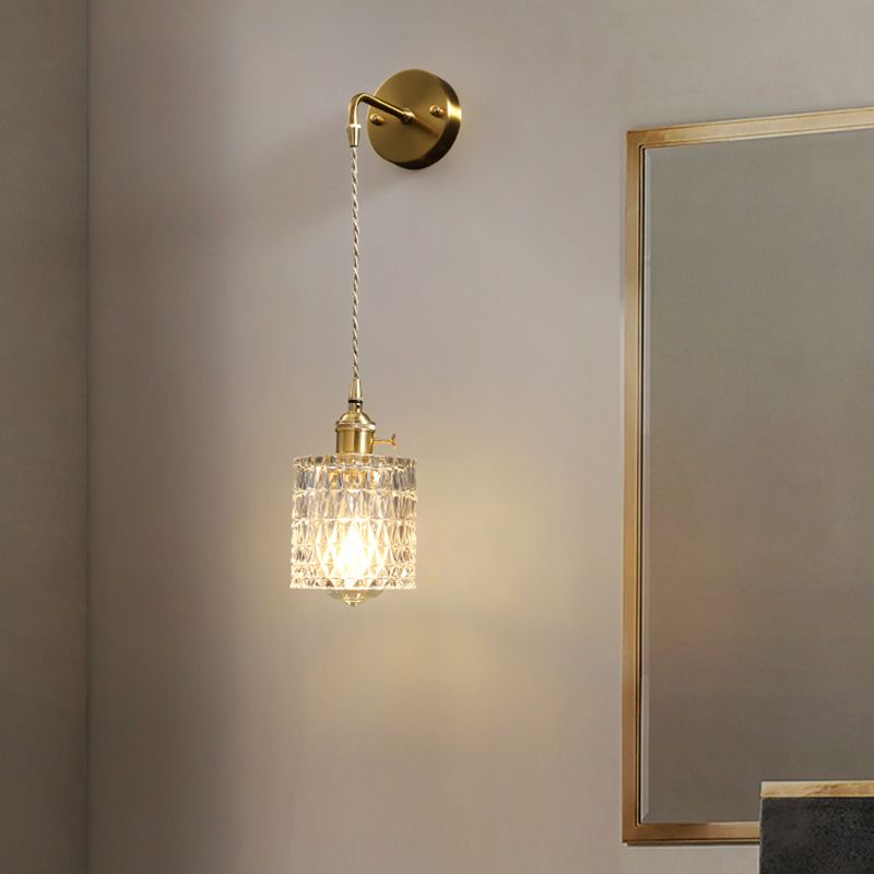 Modern Metal Flush Mount Wall Sconce 1-Light Wall Sconce Lights with Clear Glass Shade