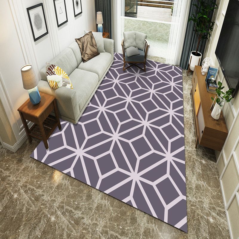 Modernist Geometric Block Rug Multicolor Synthetics Rug Stain Resistant Washable Non-Slip Rug for Family Room