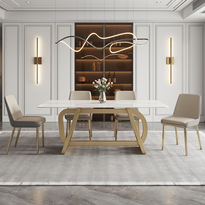 Mesa de comedor de acero inoxidable rectangular mesa de comedor de estilo de lujo para el hogar