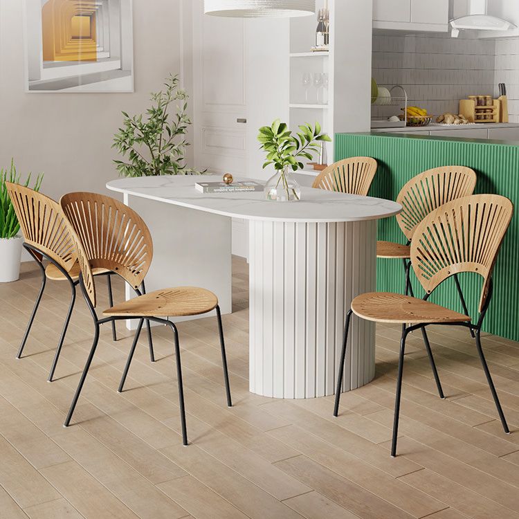 Sintered Stone Dining Table Modern White Furniture with Double Pedestal for Office