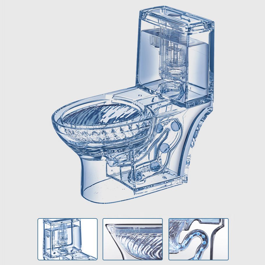 Traditional One Piece Toilet Floor Mounted Toilet Bowl with Slow Close Seat for Washroom