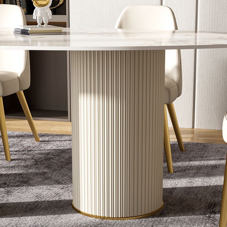 Metal Traditional Luxury Oval Indoor Table Sintered Stone Table with 3 Legs
