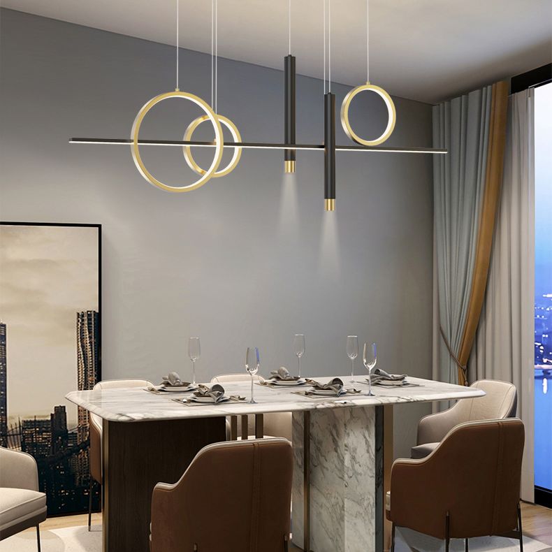 Luz de techo lineal Luz Modern Metal Island Pendants