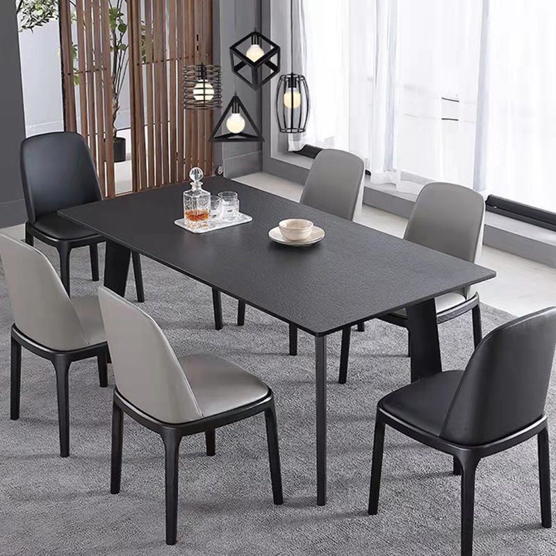 Black Dinette Table with 4 Legs Contemporary Dining Table for Home