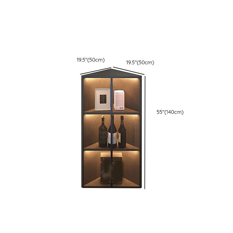 Corner Glass Paned Wood No Distressing Contemporary Accent Cabinet
