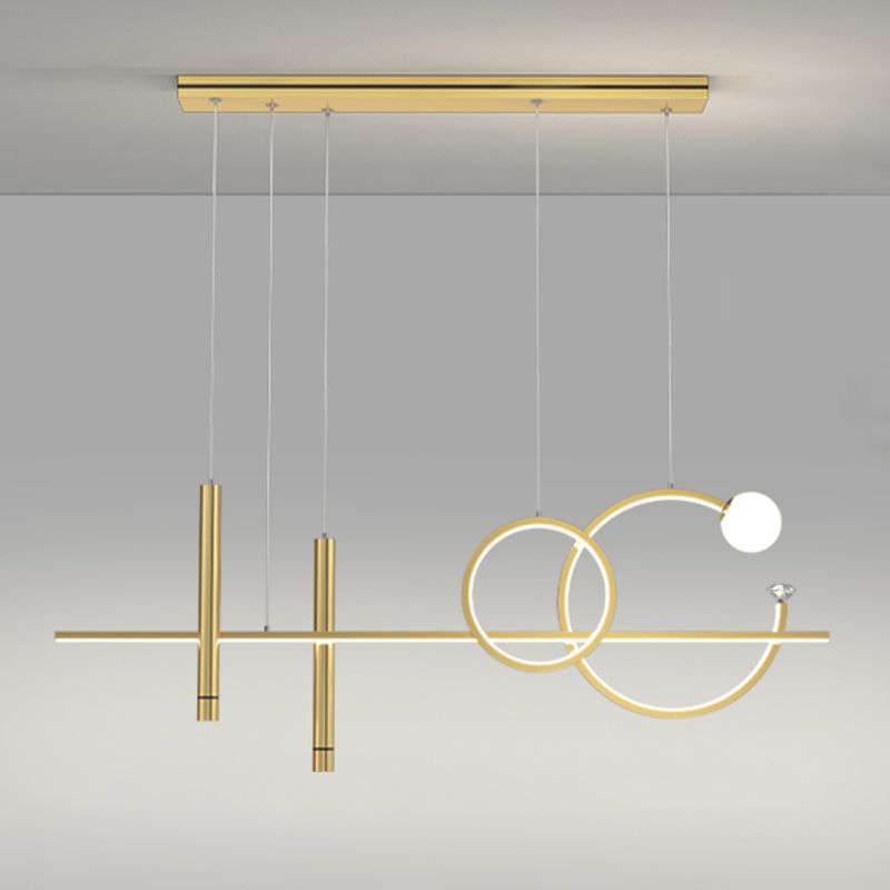 6-Light Linear Island Lighting Contemporary Metal Island Lights for Dining Room