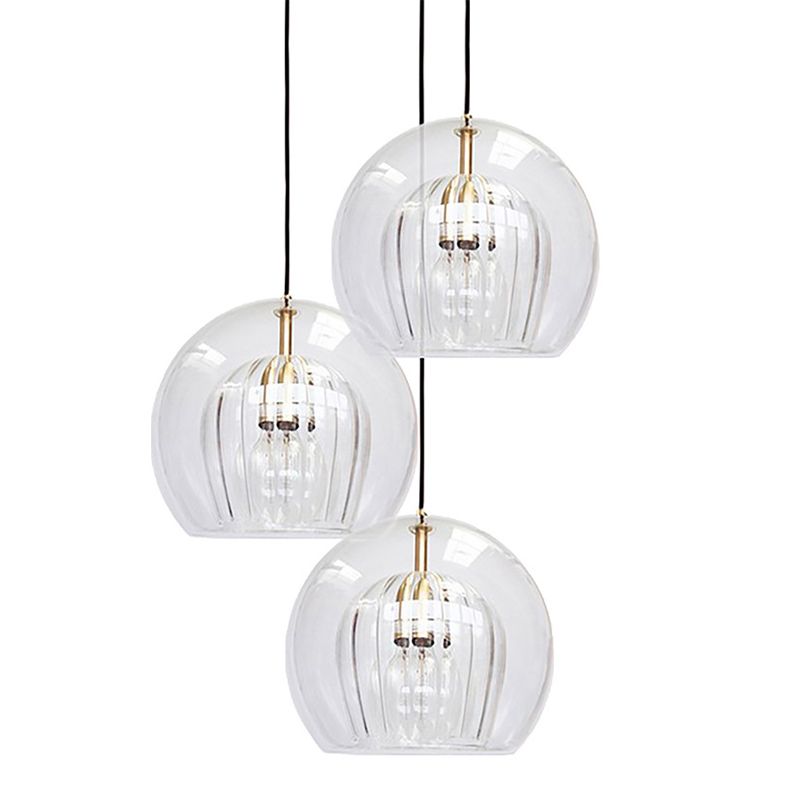 Luz colgada en forma de bola de vidrio de doble simplicidad moderna de iluminación de latón electrochado para dormitorio
