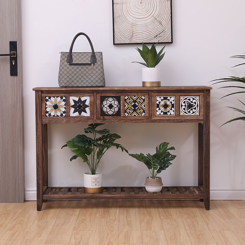Mid-Century Modern Console Table Rectangle Console Table Floor Shelf