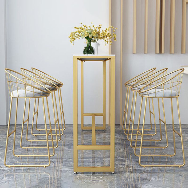 Glam Style Rectangle Bar Table Faux Marble Bar Dining Table for Living Room