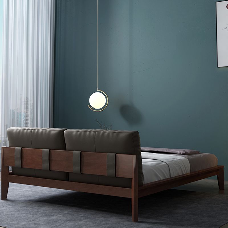 Modern Panel Bed No Distressing Wood Standard Bed Upholstered Headboard