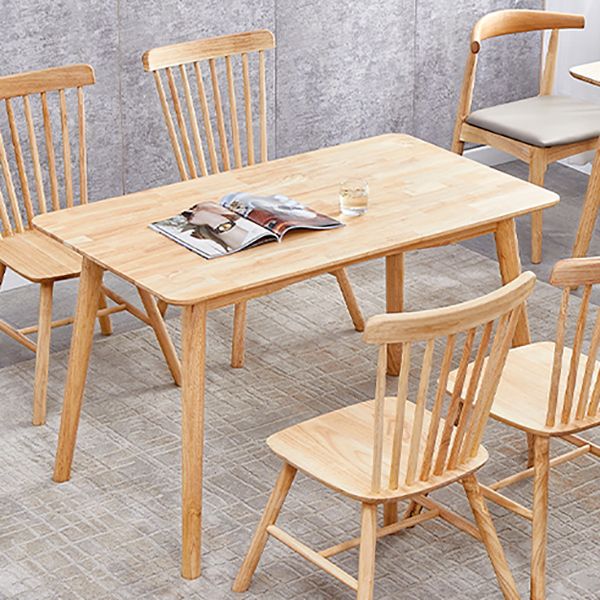 Table à manger rectangulaire et carrée en bois massif de style simplicité avec base à 4 pieds